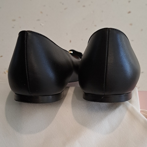 Salvatore Ferragamo Varina Black Flats with Gold Accent - Picture 5 of 13